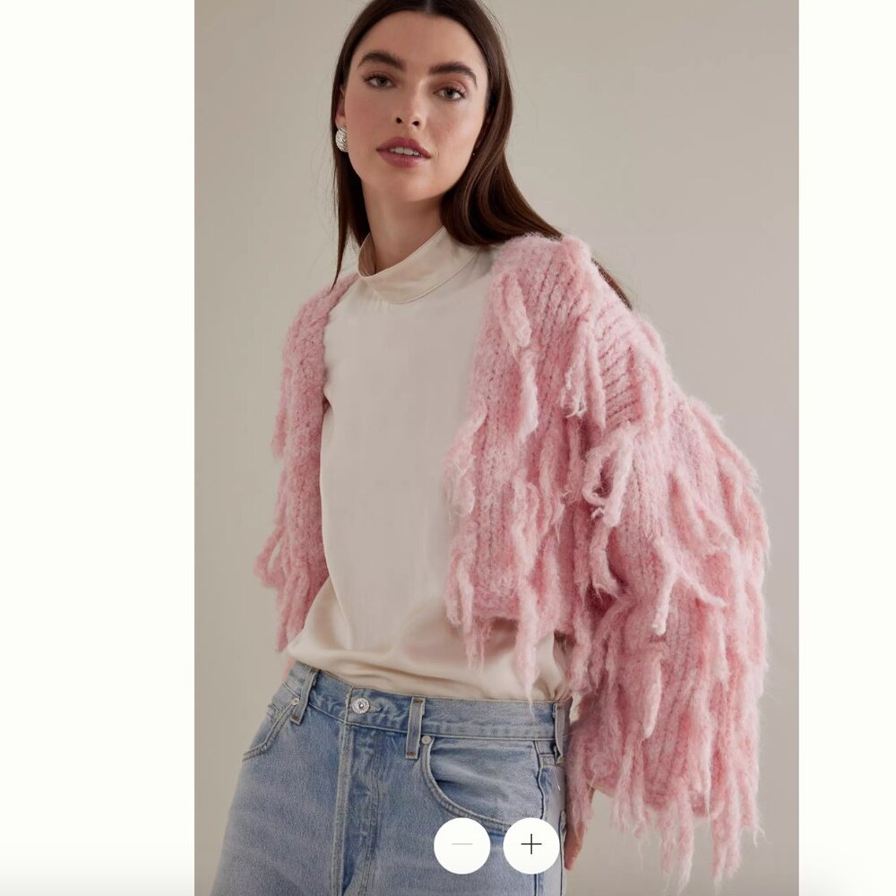 By Anthropologie Knit Fringe Cardigan